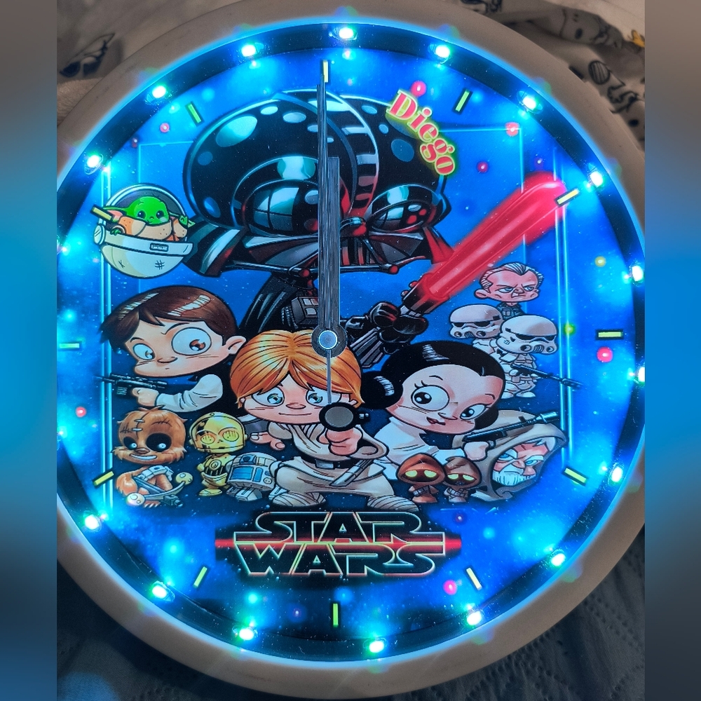 Star Wars Kids Wall Clock with Blue LED Lights